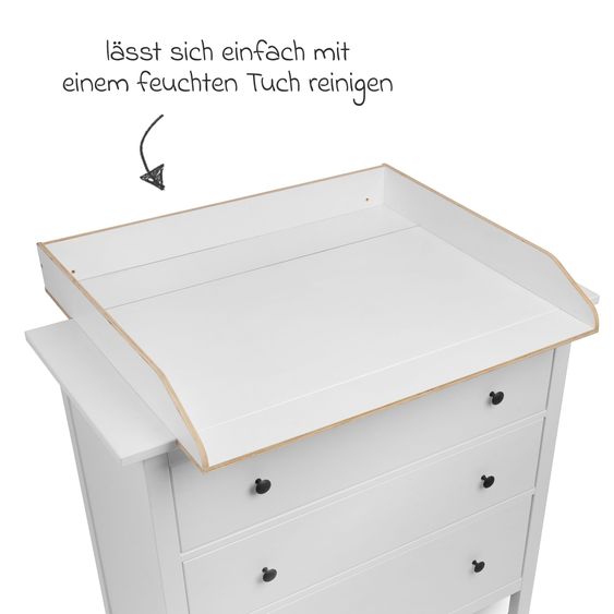 jonka Wickel-Set für IKEA Hemnes Kommode inkl. Wickelaufsatz & Wickelauflage - Weiß Grau