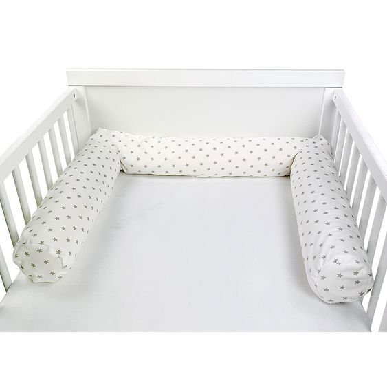 joyfill Nestchenschlange Jersey Mikroperlen 180 cm - Sternchen - Weiß Grau