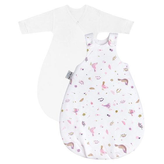 Julius Zöllner 2-tlg. Schlafsack-Set Cosy Jersey - Berries and Birds Rosa - Gr. 56/62