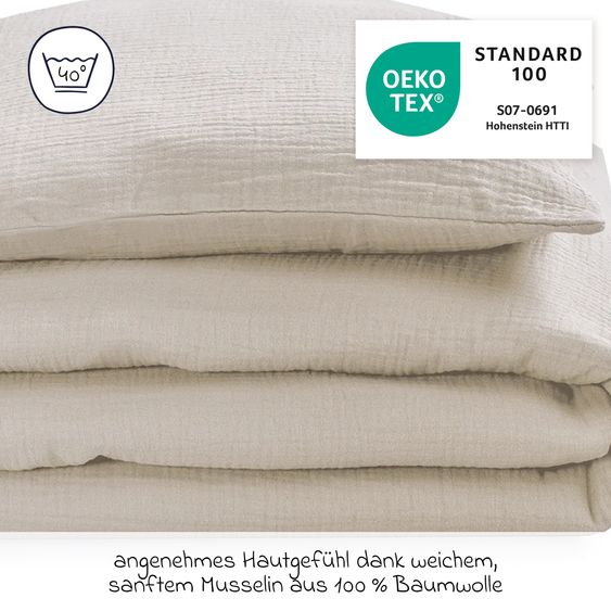 Julius Zöllner Biancheria da letto Mussola 100 x 135 / 40 x 60 cm - Sabbia