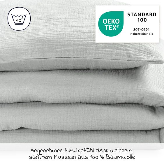 Julius Zöllner Biancheria da letto Mussola 80 x 80 / 35 x 40 cm - Grigio