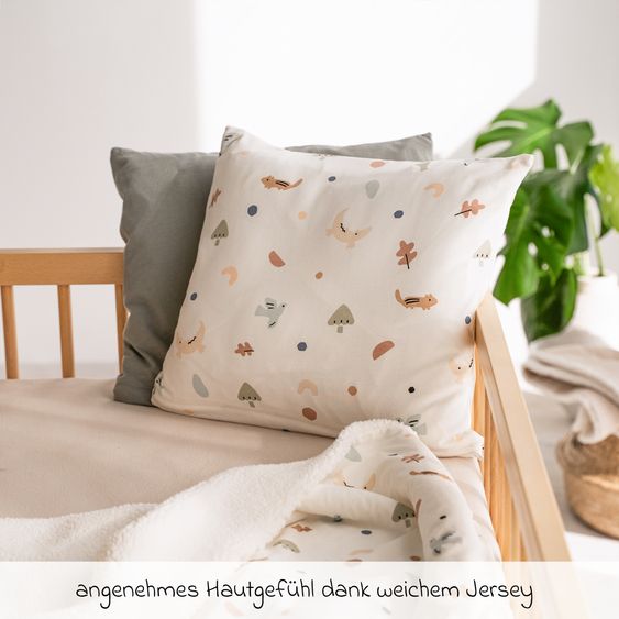 Julius Zöllner Set di biancheria da letto Jersey 100 x 135 / 40 x 60 cm incl. lenzuolo con angoli 60 x 120 / 70 x 140 cm - Animals