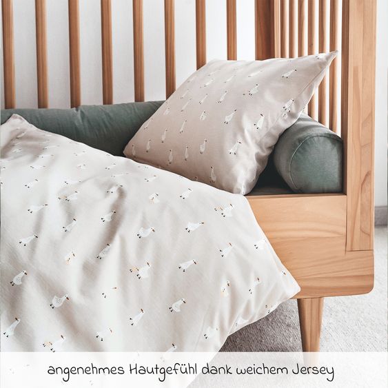 Julius Zöllner Set di biancheria da letto Jersey 100 x 135 / 40 x 60 cm incl. lenzuolo con angoli 60 x 120 / 70 x 140 cm - Little Goose