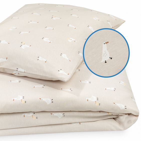 Julius Zöllner Set di biancheria da letto Jersey 100 x 135 / 40 x 60 cm incl. lenzuolo con angoli 60 x 120 / 70 x 140 cm - Little Goose