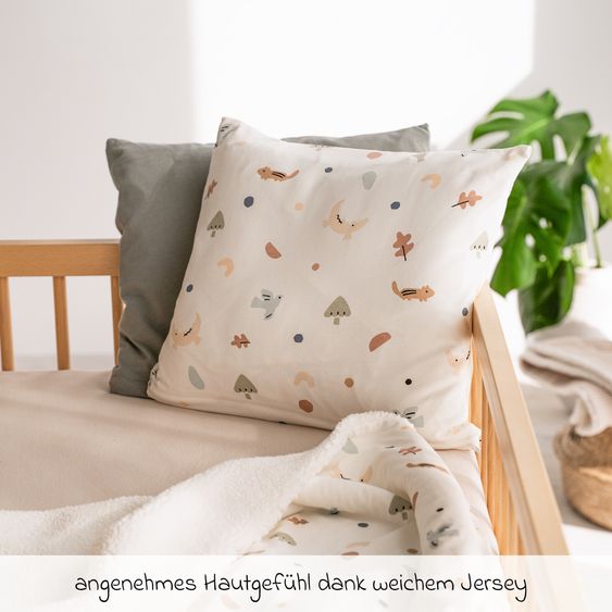 Julius Zöllner Set di biancheria da letto Jersey 80 x 80 / 35 x 40 cm incl. Lenzuolo con angoli 40 x 90 cm - Animali