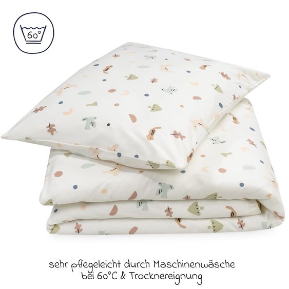 Julius Zöllner Set di biancheria da letto Jersey 80 x 80 / 35 x 40 cm incl. Lenzuolo con angoli 40 x 90 cm - Animali