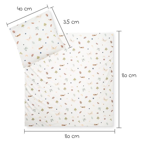 Julius Zöllner Set di biancheria da letto Jersey 80 x 80 / 35 x 40 cm incl. Lenzuolo con angoli 40 x 90 cm - Animali