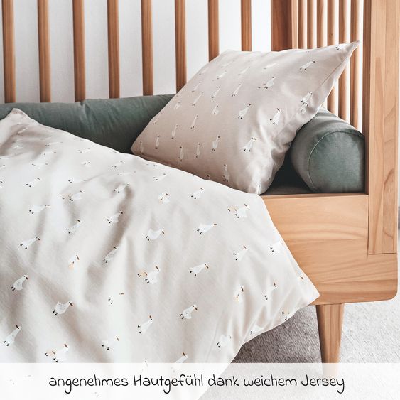 Julius Zöllner Set di biancheria da letto Jersey 80 x 80 / 35 x 40 cm incl. lenzuolo con angoli 40 x 90 cm - Little Goose