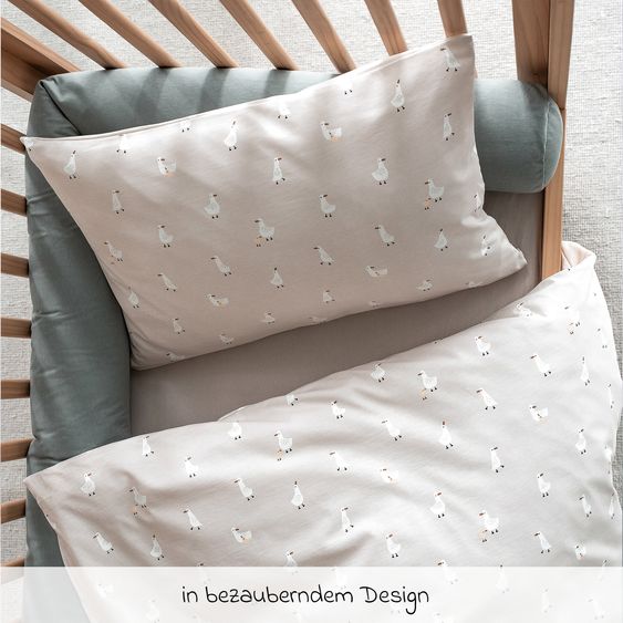 Julius Zöllner Set di biancheria da letto Jersey 80 x 80 / 35 x 40 cm incl. lenzuolo con angoli 40 x 90 cm - Little Goose
