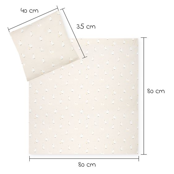 Julius Zöllner Set di biancheria da letto Jersey 80 x 80 / 35 x 40 cm incl. lenzuolo con angoli 40 x 90 cm - Little Goose