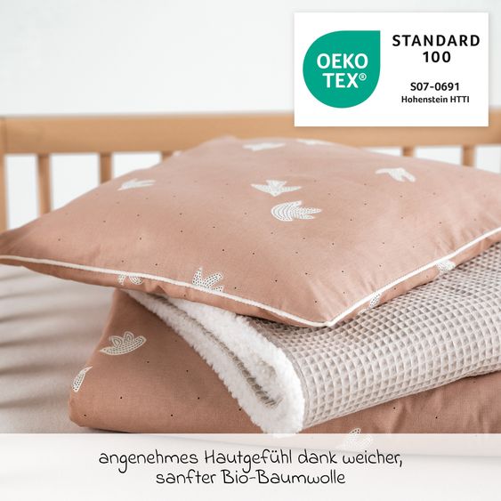 Julius Zöllner Bedding Set Organic 80 x 80 / 35 x 40 cm incl. Fitted Sheet 40 x 90 cm - Birdy
