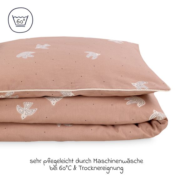 Julius Zöllner Bedding Set Organic 80 x 80 / 35 x 40 cm incl. Fitted Sheet 40 x 90 cm - Birdy