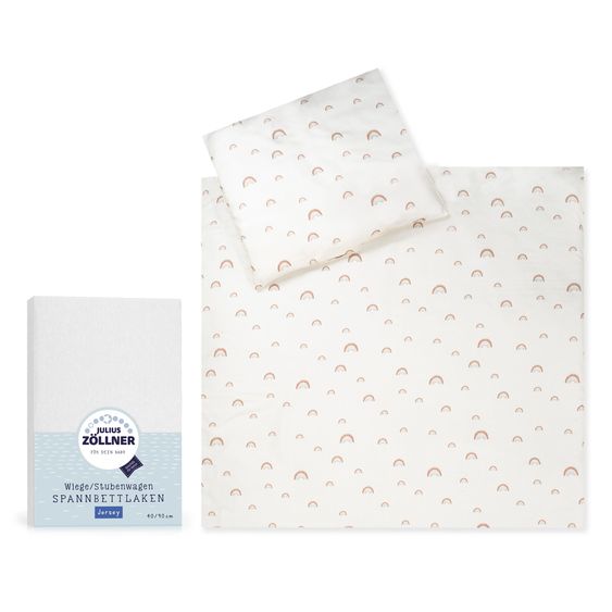 Julius Zöllner Bettwäsche-Set Organic 80 x 80 / 35 x 40 cm inkl. Spannbettlaken 40 x 90 cm - Rainbow