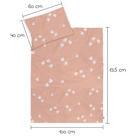 Julius Zöllner Set accessori per lettino Organic incl. biancheria da letto 100 x 135 / 40 x 60 cm, paracolpi 180 cm & lenzuolo con angoli 60 x 120 / 70 x 140 cm - Birdy
