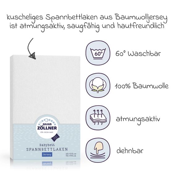 Julius Zöllner Bettzubehör-Set Organic inkl. Bettwäsche 100 x 135 / 40 x 60 cm, Nestchen180 cm & Spannbettlaken 60 x 120 / 70 x 140 cm - Rainbow