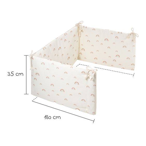 Julius Zöllner Bettzubehör-Set Organic inkl. Bettwäsche 100 x 135 / 40 x 60 cm, Nestchen180 cm & Spannbettlaken 60 x 120 / 70 x 140 cm - Rainbow