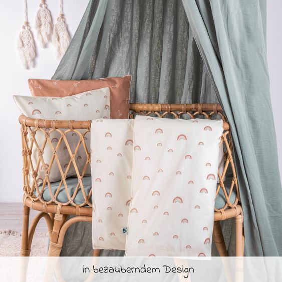 Julius Zöllner Bettzubehör-Set Organic inkl. Bettwäsche 100 x 135 / 40 x 60 cm, Nestchen180 cm & Spannbettlaken 60 x 120 / 70 x 140 cm - Rainbow