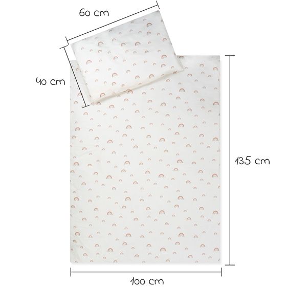 Julius Zöllner Bettzubehör-Set Organic inkl. Bettwäsche 100 x 135 / 40 x 60 cm, Nestchen180 cm & Spannbettlaken 60 x 120 / 70 x 140 cm - Rainbow