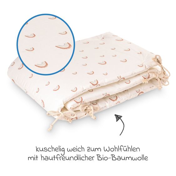 Julius Zöllner Bettzubehör-Set Organic inkl. Bettwäsche 100 x 135 / 40 x 60 cm, Nestchen180 cm & Spannbettlaken 60 x 120 / 70 x 140 cm - Rainbow