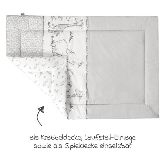 Julius Zöllner Krabbeldecke Bordüre Safari 95 x 135 cm - Grau