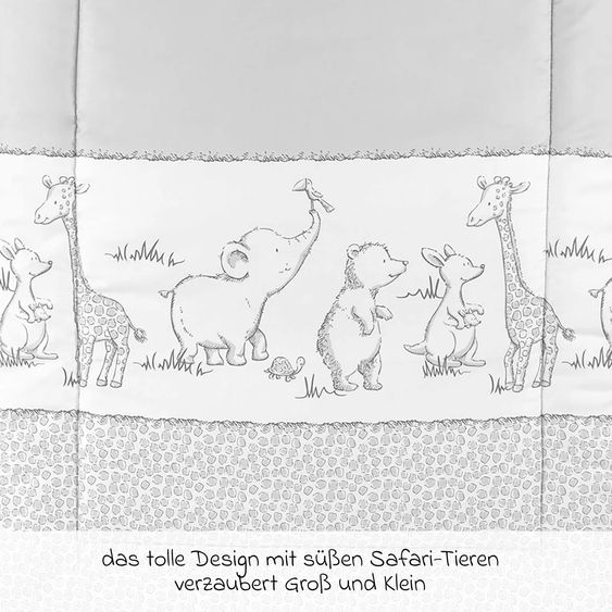 Julius Zöllner Krabbeldecke Bordüre Safari 95 x 135 cm - Grau