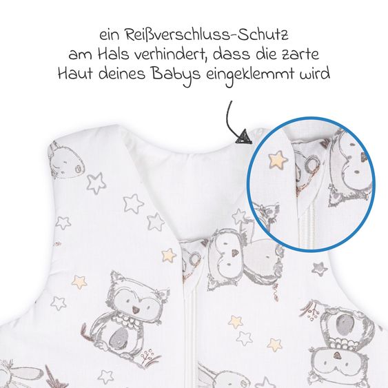 Julius Zöllner Kuschelschlafsack - Häschen & Eule Weiß - Gr. 70 cm