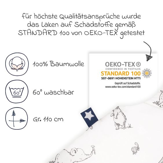 Julius Zöllner Kuschelschlafsack Safari - Grau - Gr. 110 cm