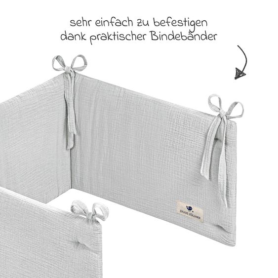 Julius Zöllner Nest bumper Muslin 180 x 35 cm - Grey