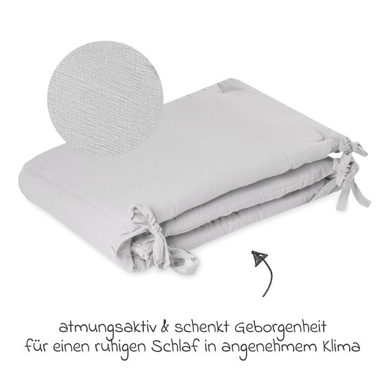 Julius Zöllner Nest bumper Muslin 180 x 35 cm - Grey