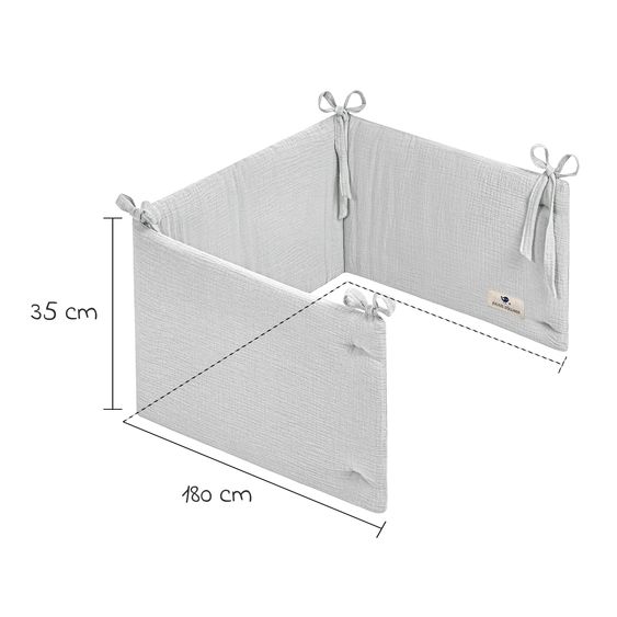 Julius Zöllner Nest bumper Muslin 180 x 35 cm - Grey