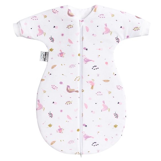 Julius Zöllner Schlafsack Jersey mit Arm wattiert - Berries and Birds Rosa - Gr. 62