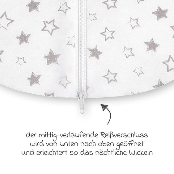 Julius Zöllner Schlafsack Jersey wattiert - Stella Weiß Grau - Gr. 62