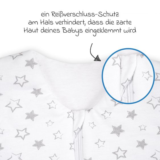 Julius Zöllner Schlafsack Jersey wattiert - Stella Weiß Grau - Gr. 62