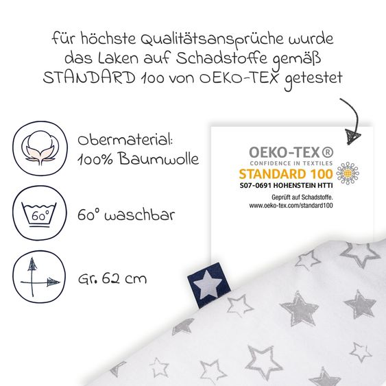 Julius Zöllner Schlafsack Jersey wattiert - Stella Weiß Grau - Gr. 62