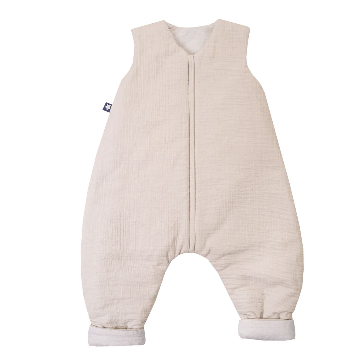 Schlafsack mit Füßen / Jumper wattiert - Musselin - Sand - Gr. 104