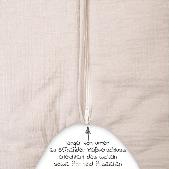 Julius Zöllner Schlafsack mit Füßen / Jumper wattiert - Musselin - Sand - Gr. 92