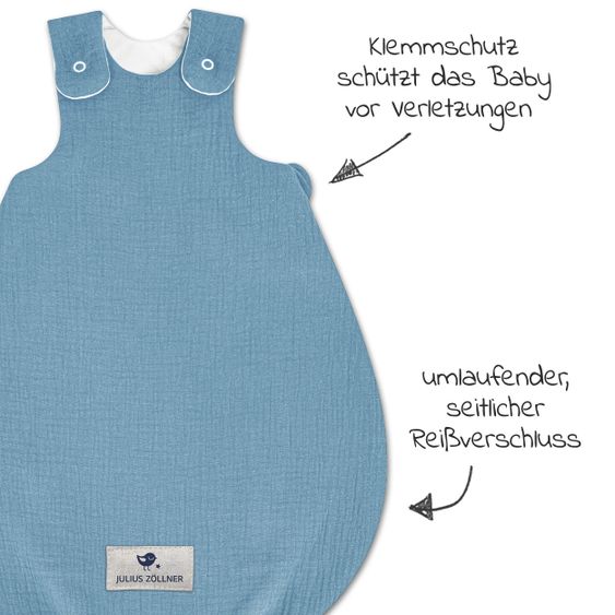 Julius Zöllner Schlafsack wattiert - Musselin Blau - Gr. 50 / 56
