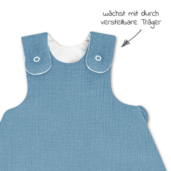 Julius Zöllner Schlafsack wattiert - Musselin Blau - Gr. 50 / 56