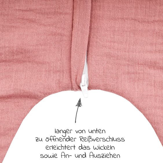 Julius Zöllner Sommerschlafsack mit Füßen / Jumper Musselin - Dusty Rose - Gr. 104