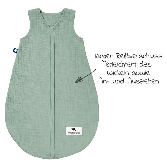 Julius Zöllner Sommerschlafsack Musselin - Grün - Gr. 98