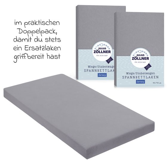 Julius Zöllner Fitted Sheet 2-Pack for small mattresses 40 x 90 cm - Anthracite