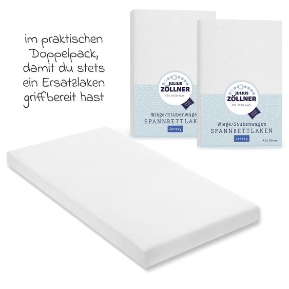 Julius Zöllner Fitted Sheet 2-Pack for small mattresses 40 x 90 cm - White