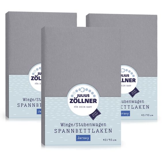 Julius Zöllner Fitted Sheet 3 Pack for small mattresses 40 x 90 cm - Anthracite