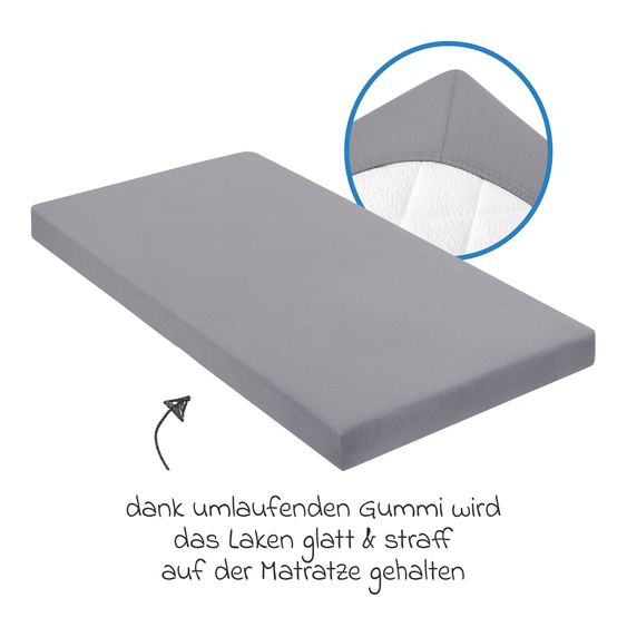 Julius Zöllner Fitted Sheet 3 Pack for small mattresses 40 x 90 cm - Anthracite