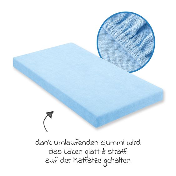 Julius Zöllner Spannbetttuch Frottee für kleine Matratzen 40 x 90 cm - Hellblau