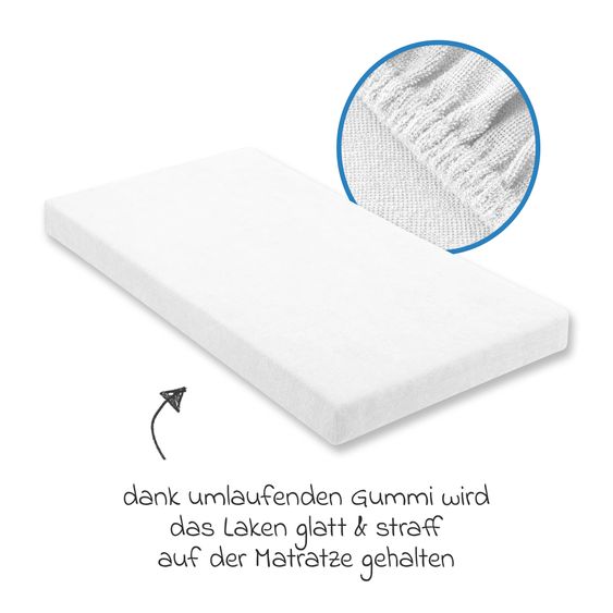 Julius Zöllner Spannbetttuch Frottee für kleine Matratzen 40 x 90 cm - Weiß