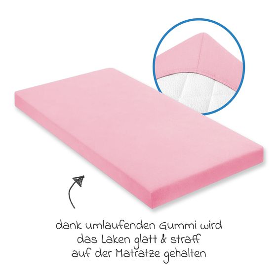 Julius Zöllner Spannbetttuch für Kinderbett 60 x 120 / 70 x 140 cm - Rosa