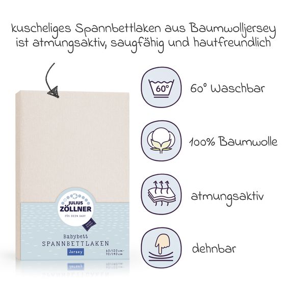 Julius Zöllner Lenzuolo con angoli per lettino 60 x 120 / 70 x 140 cm - Shell