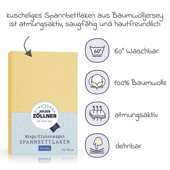 Julius Zöllner Fitted sheet for small mattresses 40 x 90 cm - Banana