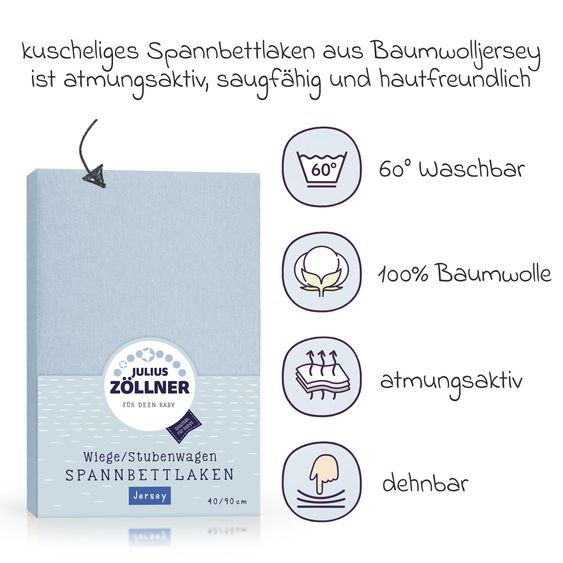 Julius Zöllner Fitted sheet for small mattresses 40 x 90 cm - Denim